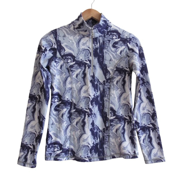 Nils Purple White 1/4 Zip Pullover Top Size XS Mid Layer Ski Outdoors Stretch - Picture 1 of 12